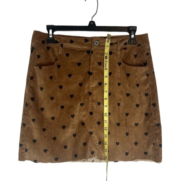 Umgee lightweight brown skirt with black hearts size M - Picture 3 of 7